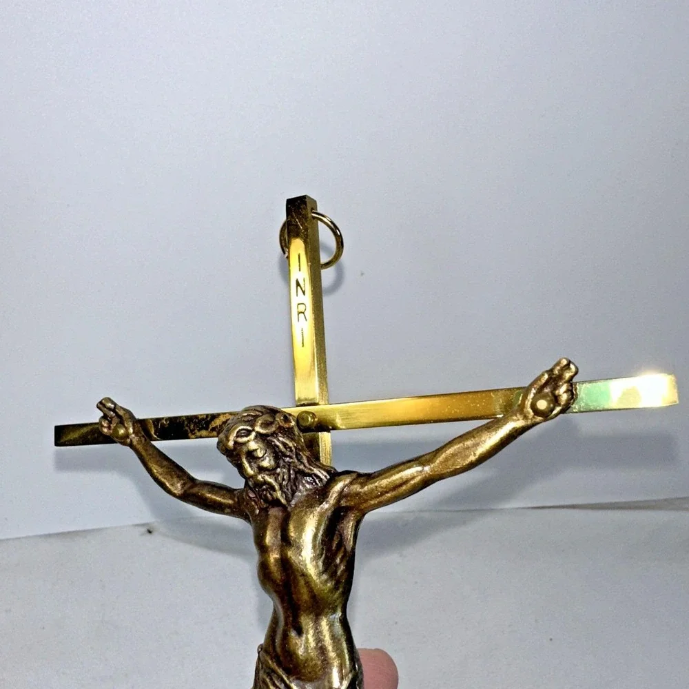 Brass Crucifix With Jesus On Cross 10